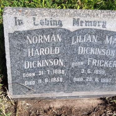 DICKINSON Norman Harold 1888-1958 & Lilian May FRICKER 1899-1997