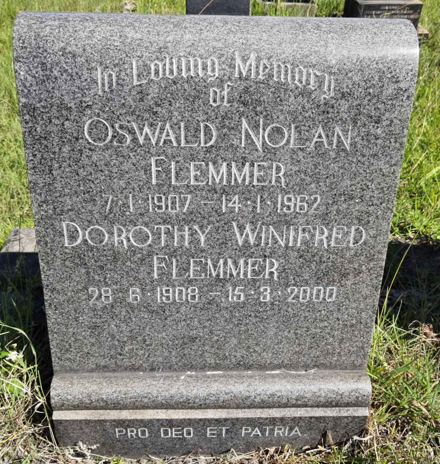 FLEMMER Oswald Noland 1907-1962 &amp; Dorothy Winifred 1908-2000