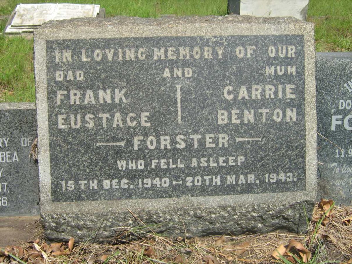 FORSTER Frank Eustace -1940 &amp; Carrie Benton -1943