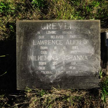 GREYLING Lawrence Alfred 1887-1963 & Wilhemina Johanna 1891-1974