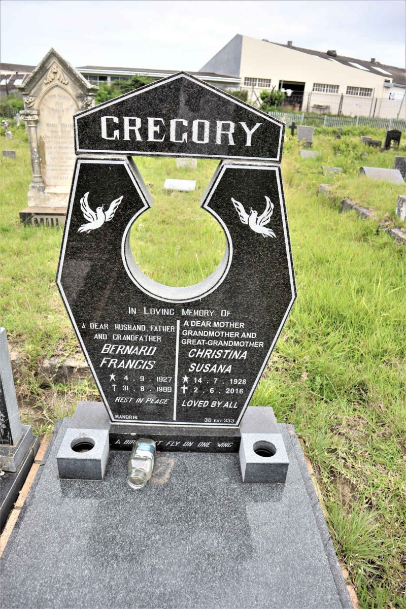 GREGORY Bernard Francis 1927-1999 &amp; Chritina Susanna 1928-2016