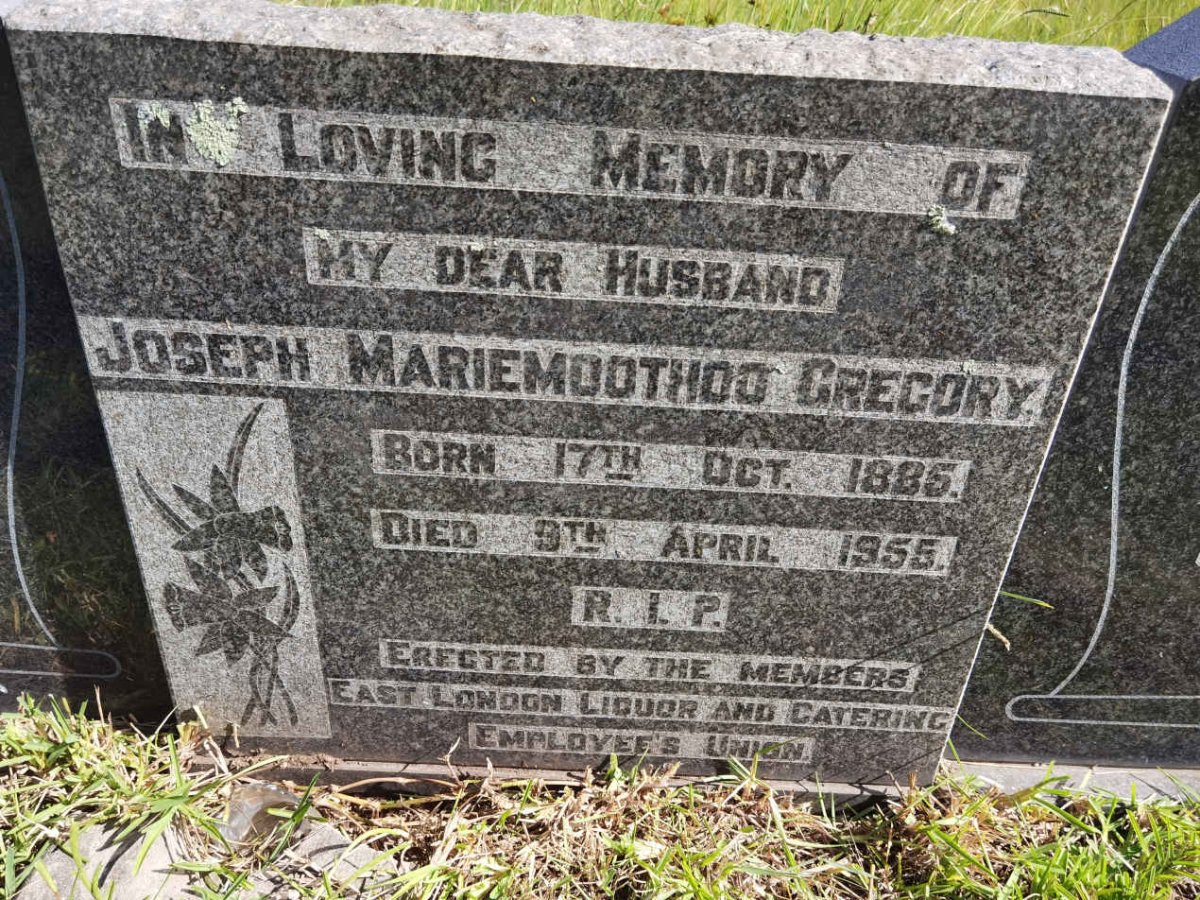 GREGORY Joseph Mariemoothoo 1885-1955