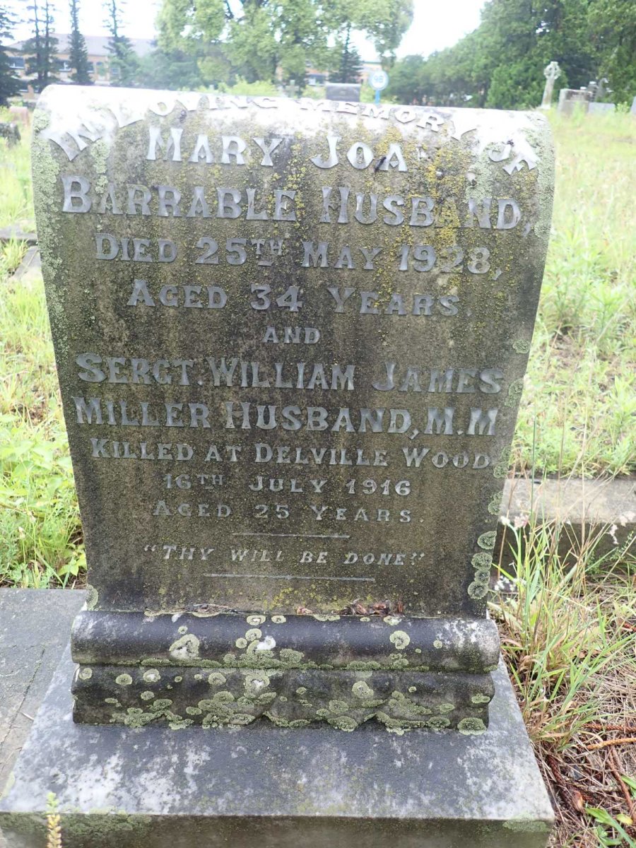 HUSBAND William James Miller -1916 &amp; Mary Joan Barrable -1928