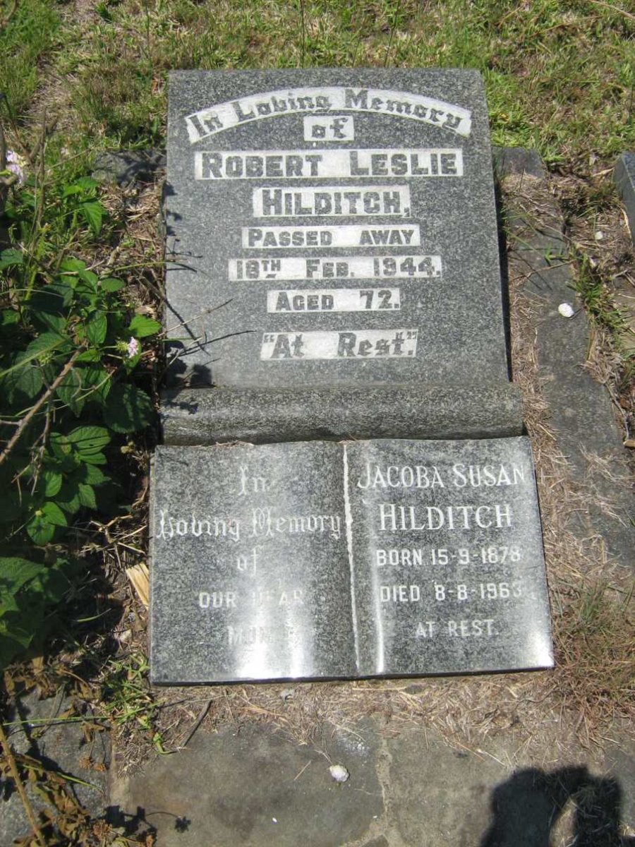 HILDITCH Robert Leslie -1944 &amp; Jacoba Susan 1878-1963