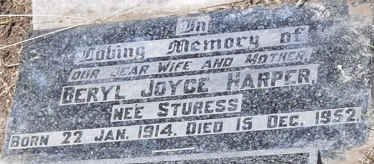 HARPER Beryl Joyce nee STURESS 1914-1952