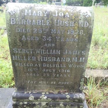 HUSBAND William James Miller -1916 &amp; Mary Joan Barrable -1928
