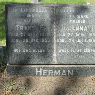 HERMAN Frans E. 1879-1953 &amp; Johanna T. 1884-1954