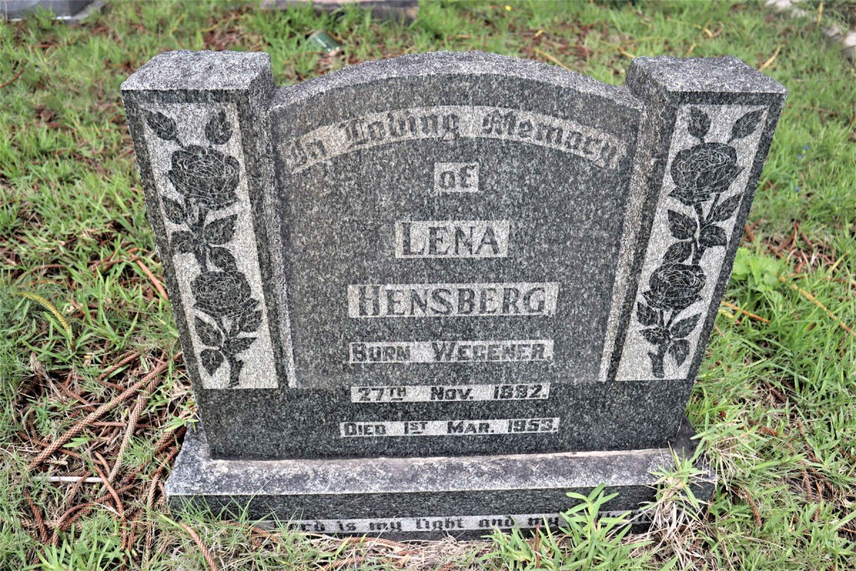 HENSBERG Lena nee WEGENER 1892-1953