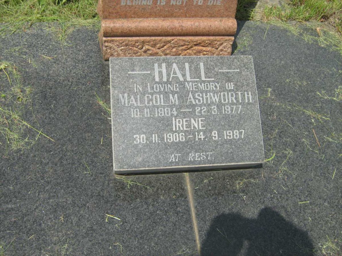HALL Malcolm Ashworth 1904-1977 &amp; Irene 1906-1987
