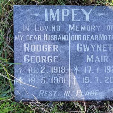 IMPEY Rodger George 1918-1981 &amp; Gwyneth Mair 1920-2010