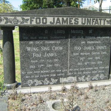 JAMES Foo Unfatt 1880-1954 &amp; Wong Sing Chow 1910-1985