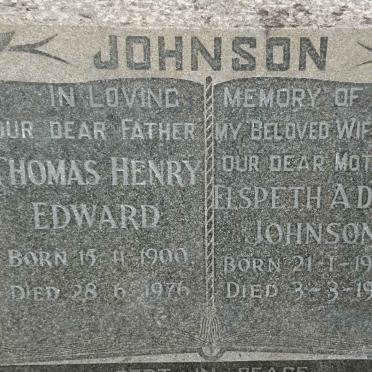 JOHNSON Thomas Henry Edward 1900-1976 & Elspeth Adele 1902-1960