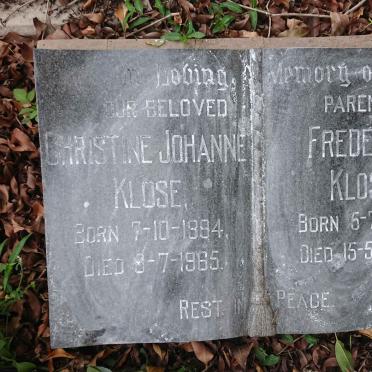 KLOSE Frederick 1891-19?2 & Christine Johanne 1884-1965