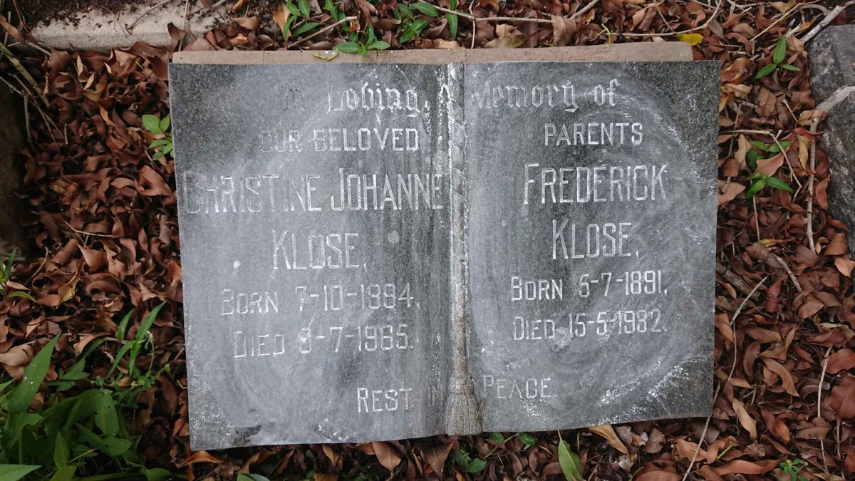 KLOSE Frederick 1891-19?2 & Christine Johanne 1884-1965