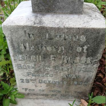 KLOSE Cecil F. 1932-1932