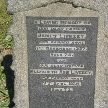 LIVESEY James -1927 &amp; Elizabeth Ann -1939
