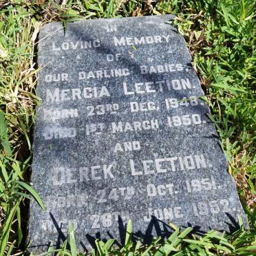 LEETION Mercia 1948-1950 :: LEETION Derek 1951-1952