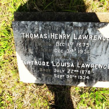 LAWRENCE Thomas Henry 1875-1931 & Gertrude Louisa 1878-1934