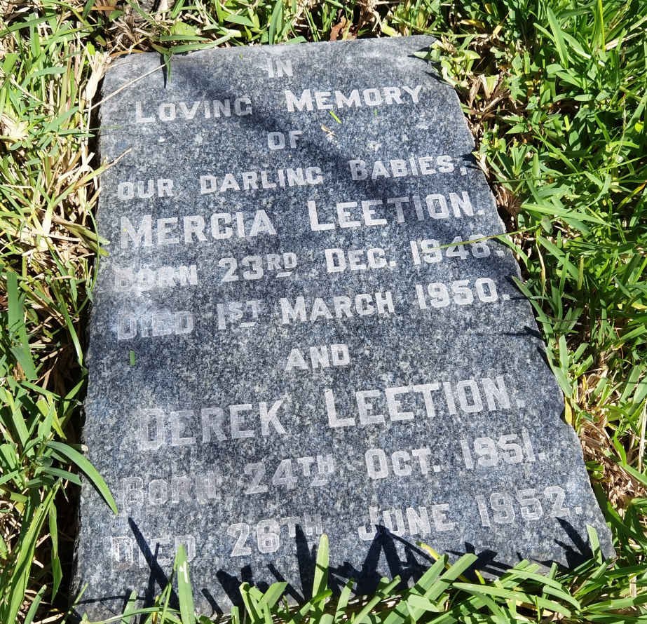 LEETION Mercia 1948-1950 :: LEETION Derek 1951-1952