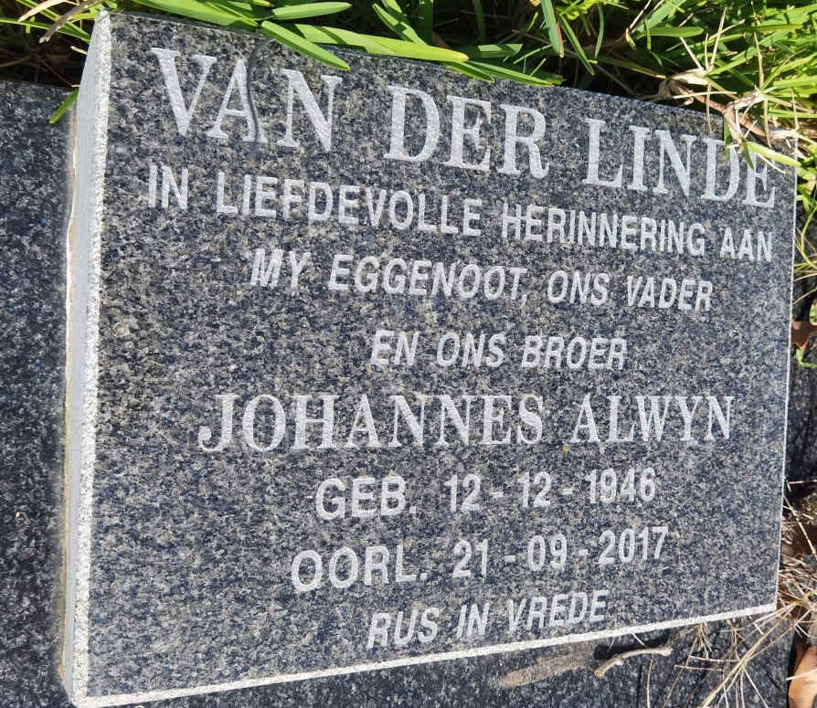 LINDE Johannes Alwyn, van der 1946-2017