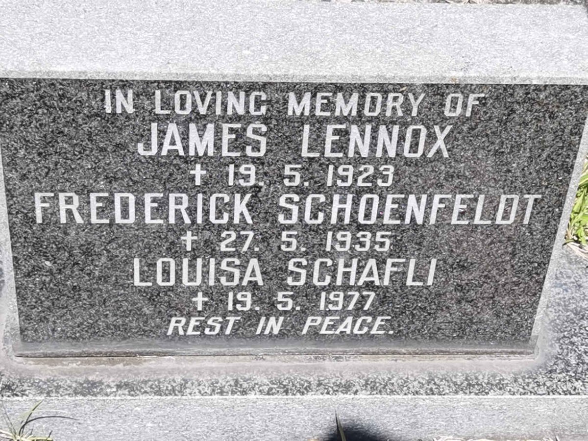 LENNOX James -1923 :: SCHOENFELDT Frederick -1935 :: SCHAFLI Louisa -1977