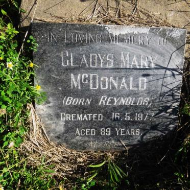 MCDONALD Gladys Mary nee REYNOLDS -1977