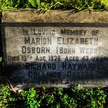 OSBORN Richard Hayward Collings -1934 & Marion Elizabeth nee WEBB -1926
