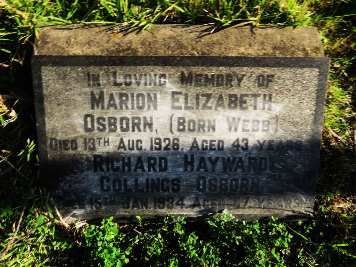 OSBORN Richard Hayward Collings -1934 & Marion Elizabeth nee WEBB -1926