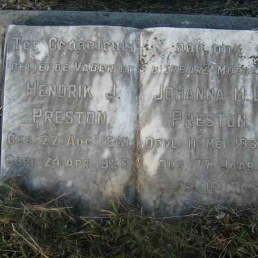 PRESTON Hendrik J. 1861-1939 &amp; Johanna M.L. -1938