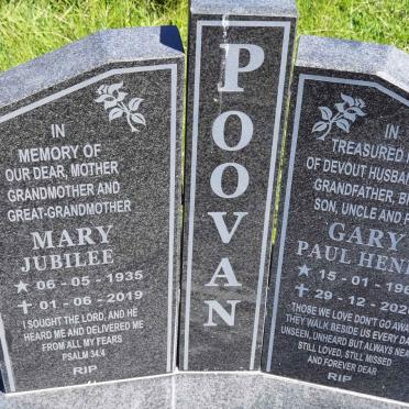 POOVAN Gary Paul Henry 1960-2020 :: POOVAN Mary Jubilee 1935-2019