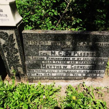 PLESSIS Matthew Cornelius, du -1945