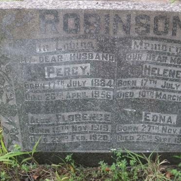 ROBINSON Percy 1884-1956 &amp; Helene 1893-1969 :: ROBINSON Florence 1919-1920 :: ROBINSON Edna 1928-1929