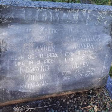 ROMANS Alexander Joseph 1882-1966 &amp; Helen 1889-1966 :: ROMANS Joseph Alexander 1905-1965