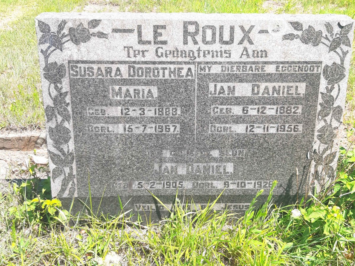 ROUX Jan Daniel, le 1882-1956 & Susara Dorothea Maria 1888-1967 :: LE ROUX Jan Daniel 1905-192?