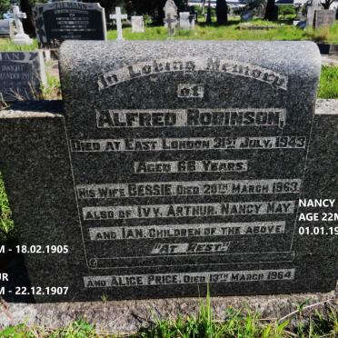 ROBINSON Alfred -1943 & Bessie -1963 & children Ivy, Arthur, Nancy May, Ian :: PRICE Alice -1964