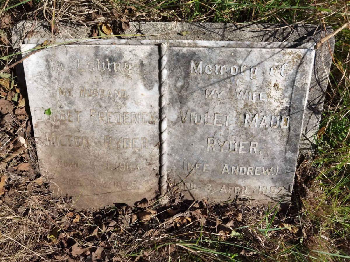 RYDER Corbet Frederick Milton 1907-1979 & Violet Maud ANDREW -1952