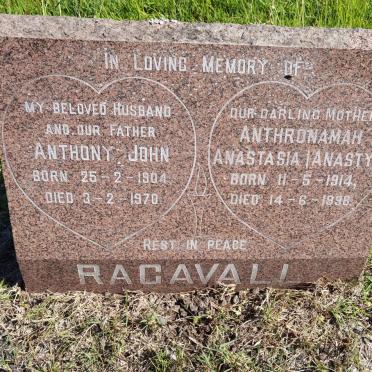 RAGAVALL Anthony John 1904-1970 & Anthronamah Anastasia 1914-1998