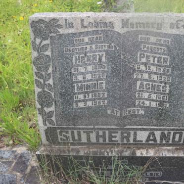 SUTHERLAND Peter 1858-1923 &amp; Agnes 1861-1931 :: SUTHERLAND Henry 18??-1926 :: SUTHERLAND Minnie 1882-1952