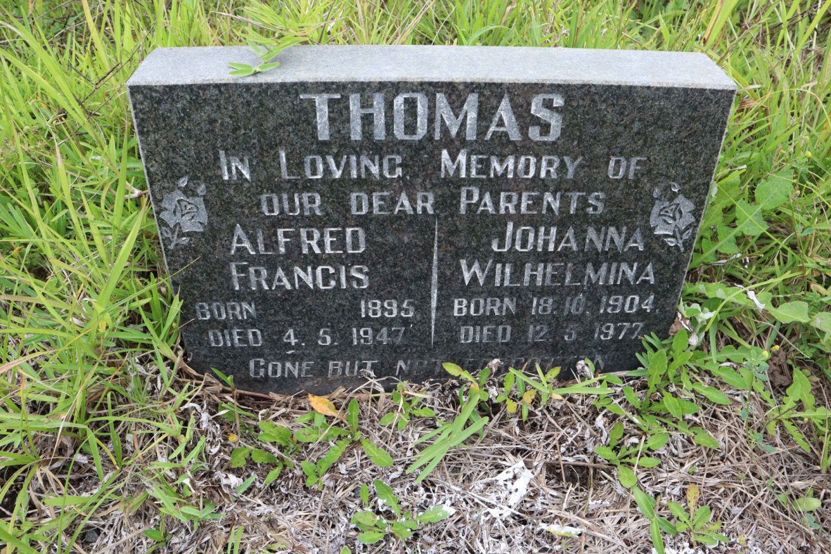 THOMAS Alfred Francis 1895-1947 & Johanna Wilhelmina 1904-1977