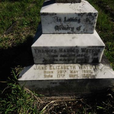 WATSON Frances Harold 1854-1905 :: WATSON Jane Elizabeth 1869-1950 :: WATSON Harold Arthur Harpur 1905-1913