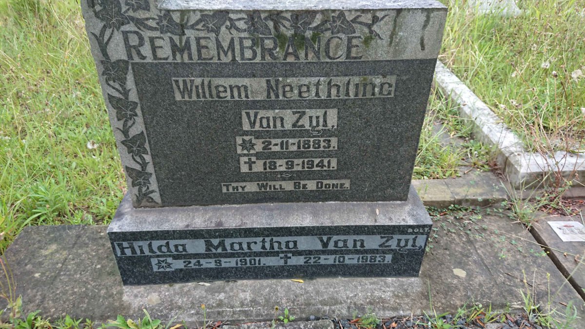 ZYL Willem Neethling, van 1883-1941 &amp; Hilda Martha 1901-1983