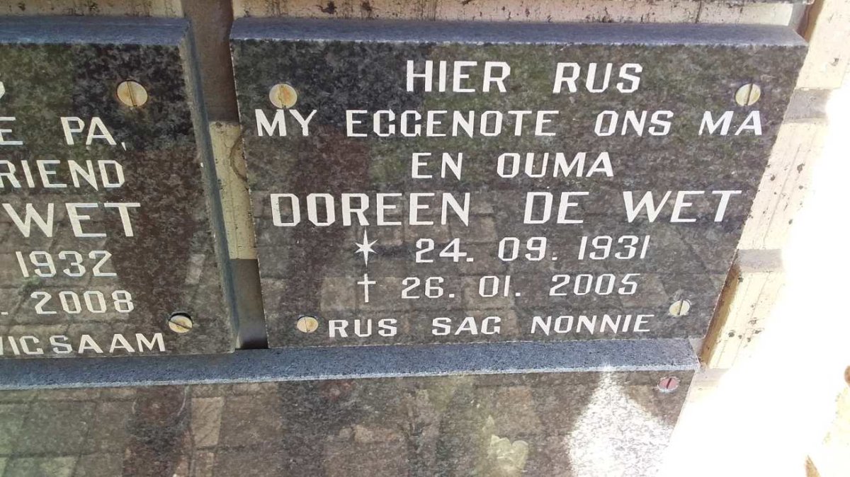 WET Doreen, de 1931-2005