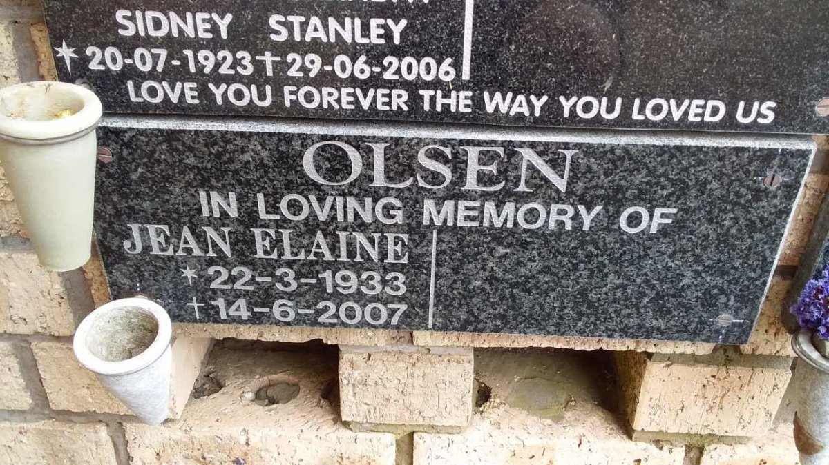 OLSEN Jean Elaine 1933-2007