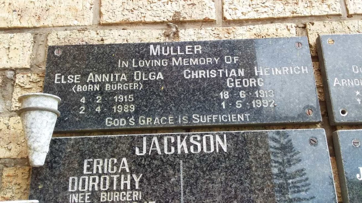 MÜLLER Christian Heinrich Georg 1913-1992 &amp; Else Annita Olga BÜRGER 1915-1989