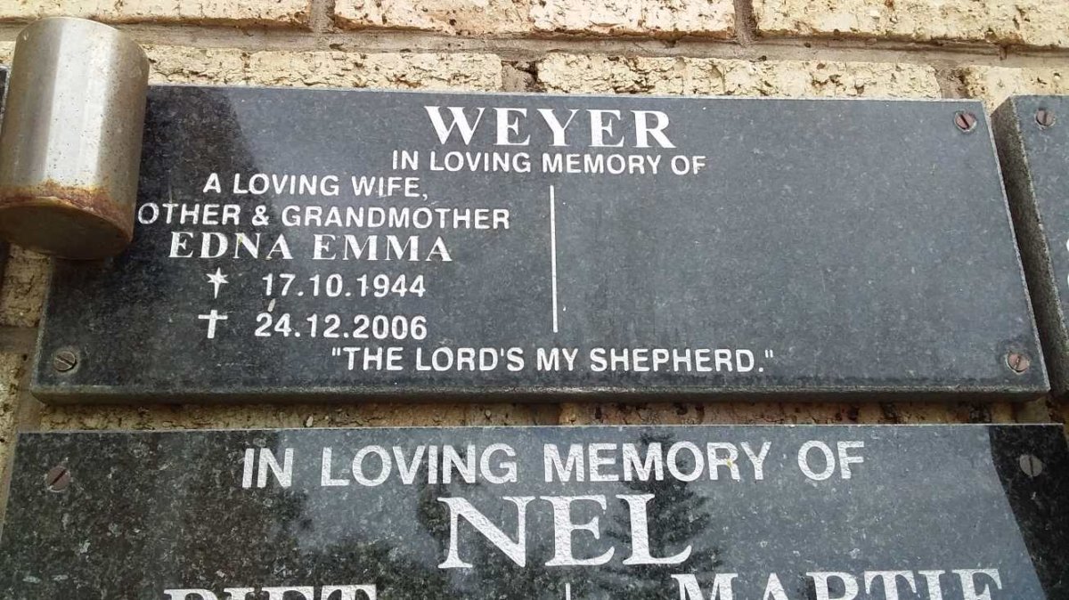 WEYER Edna Emma 1944-2006