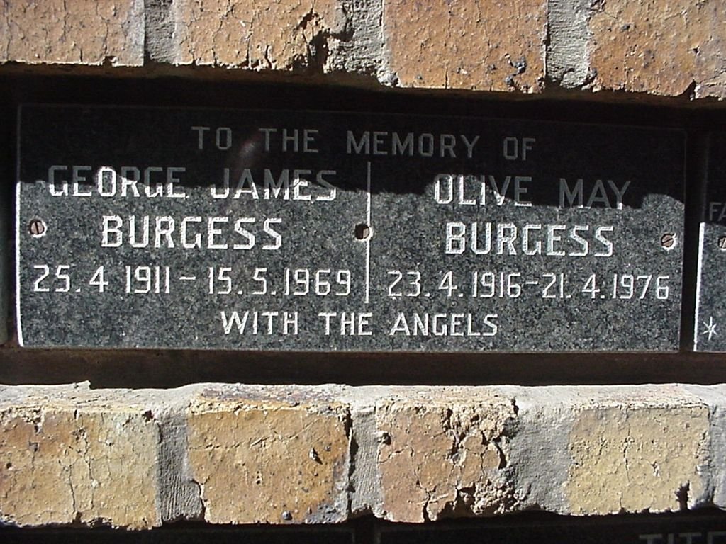 BURGESS George James 1911-1969 &amp; Olive May 1916-1976