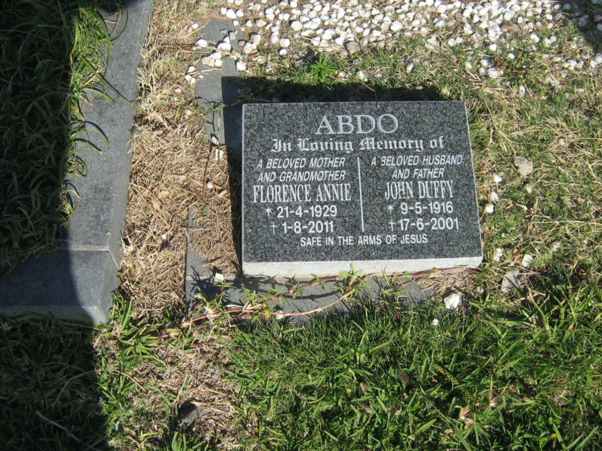 ABDO John Duffy 1916-2001 &amp; Florence Annie 1929-2011