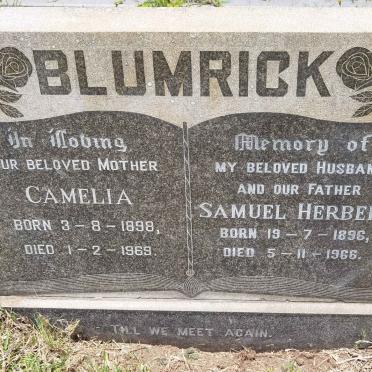 BLUMRICK Samuel Herbert 1896-1966 &amp; Camelia 1898-1969