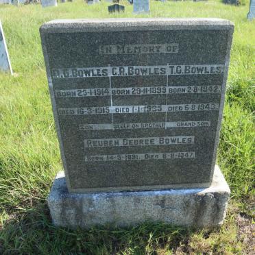 BOWLES Reuben George 1891-1947 :: BOWLES C.R. 1899-1935 :: BOWLES D.G. 1914-1915 :: BOWLES T.G. 1942-1943