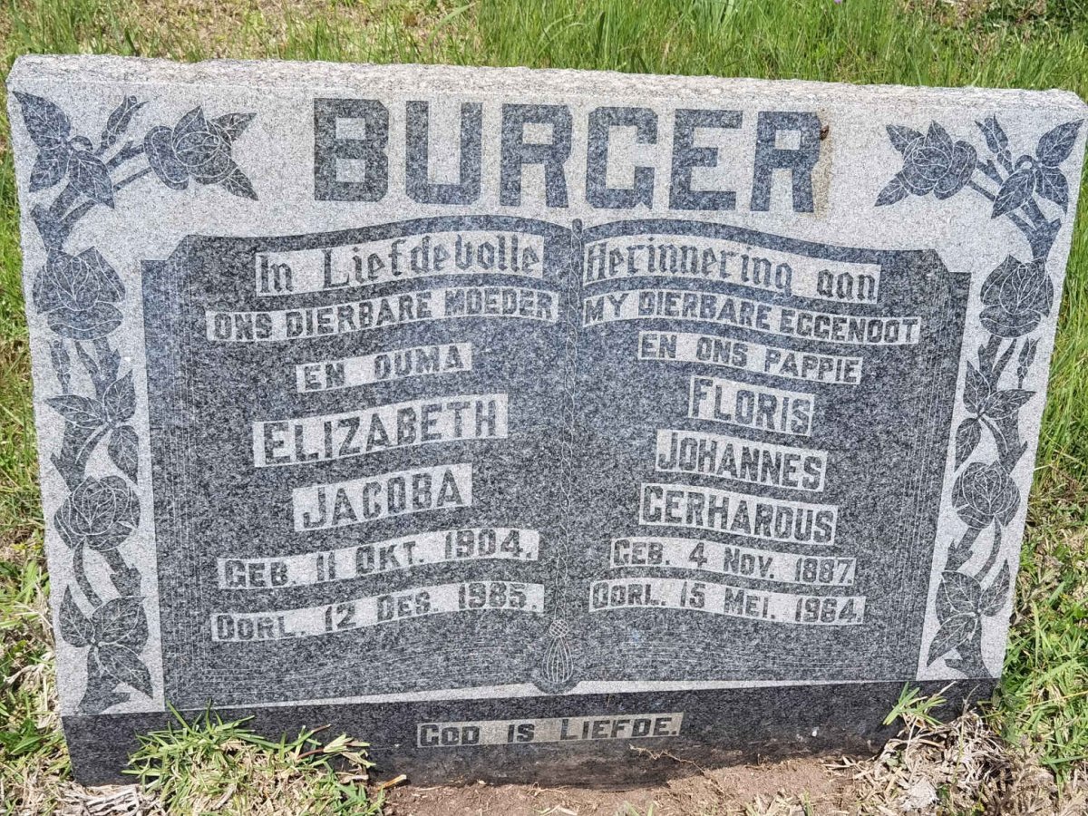 BURGER Floris Johannes Gerhardus 1887-1964 & Elizabeth Jacoba 1904-1985